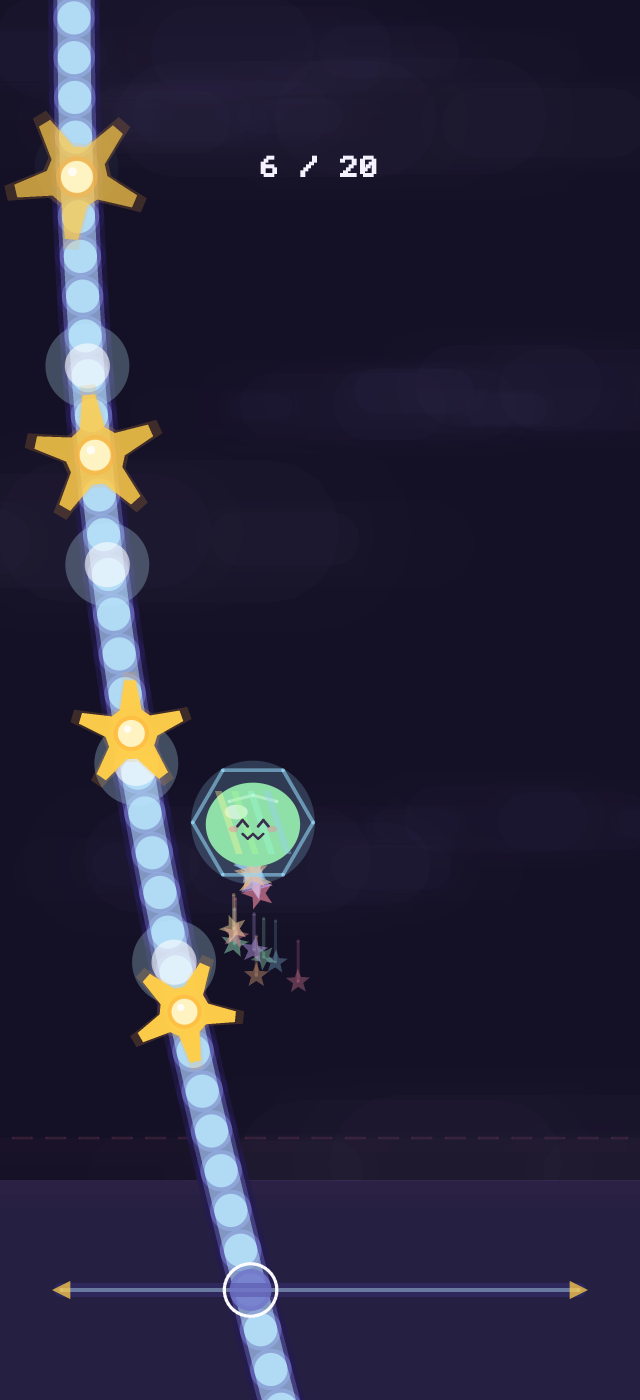 A squishy flies along a glowing Star Path.
